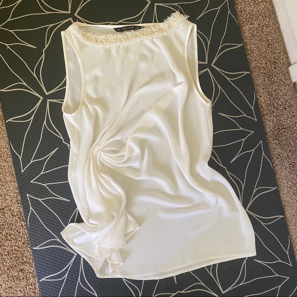 Zara Sheer Beaded Collar Top